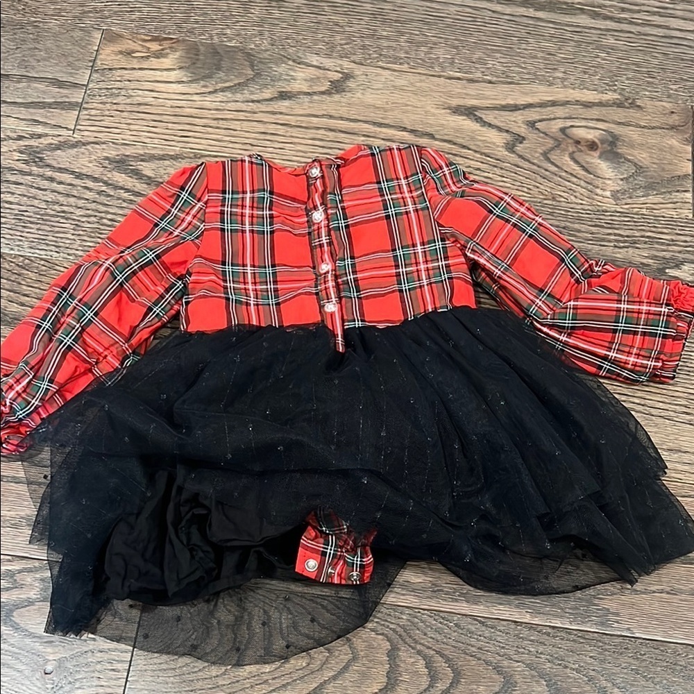 Andy & Evan Red Plaid Dress with Black Tulle Skirt 12-18 months baby sale - Picture 6 of 10